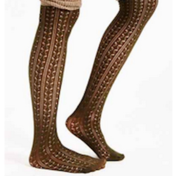 C.C. Boutique Accessories - NWT Crochet Knit Knee High Socks Chocolate Brown